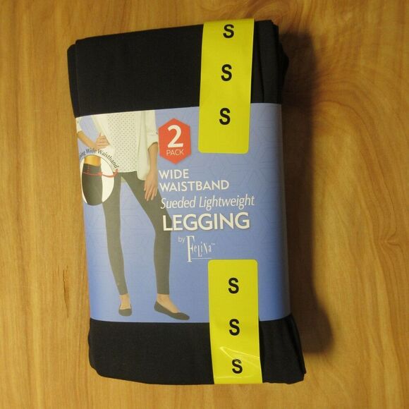 FELINA Leggings 2 Pair Pack Sz S Black Wide Waistband Yoga Workout Everyday NWT - Picture 3 of 14